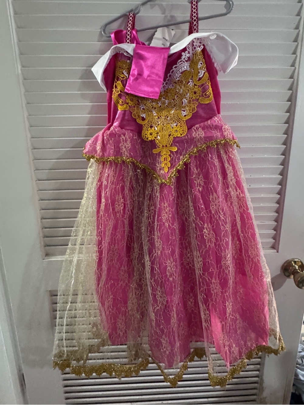 Girls Pink Princess Dress Costume with Gold Accent